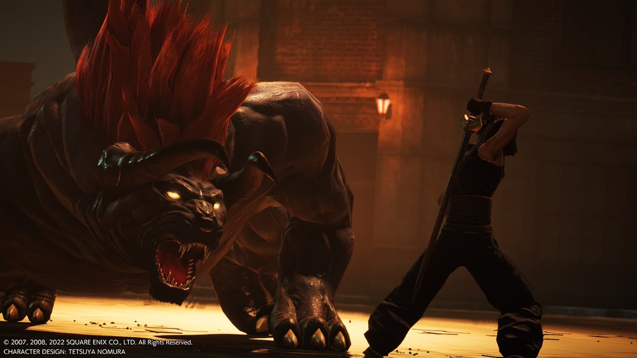 Un bégimo muy perrón, siendo un gato enorme super buffado a lo Monster Hunter contra Zacarías el Ferias en un plano cinematográfico